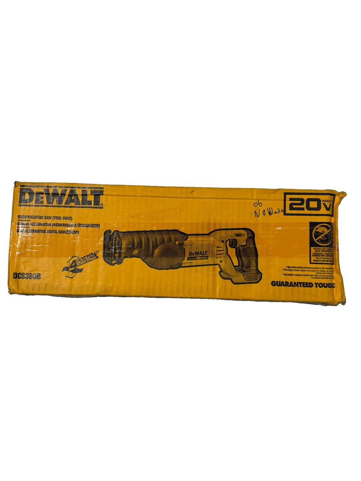 DeWalt DCS380B 20 Volt Max Lithium Ion Reciprocating Saw Tool Only NEW NO BLADE