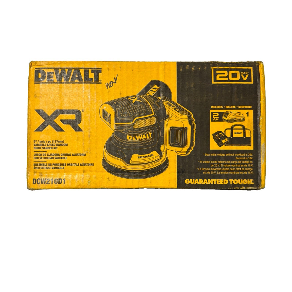 DeWALT DCW210D1 20V MAX XR 5” Cordless Random Orbital Sander + Battery + Charger