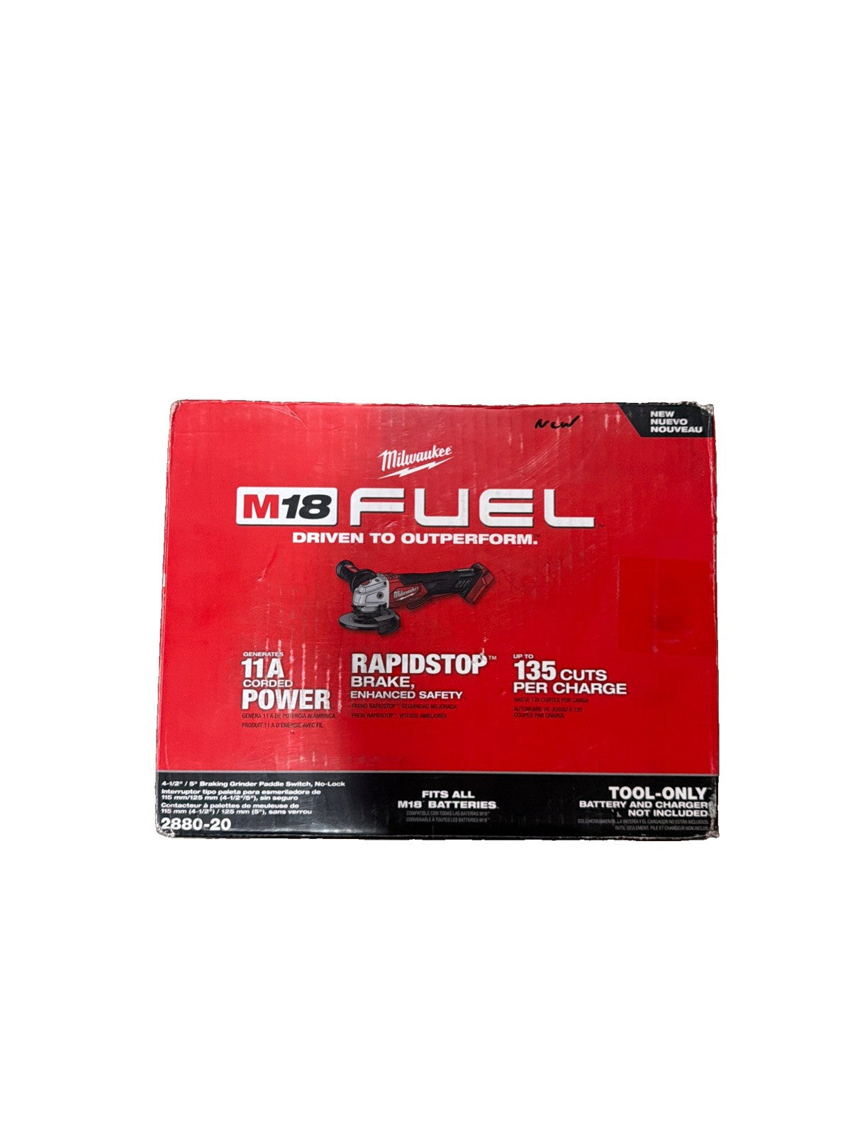 Milwaukee 2880-20 M18 Fuel Brushless Lithium-Ion 4-1/2 in. / 5 in. NEW FREE SHIP