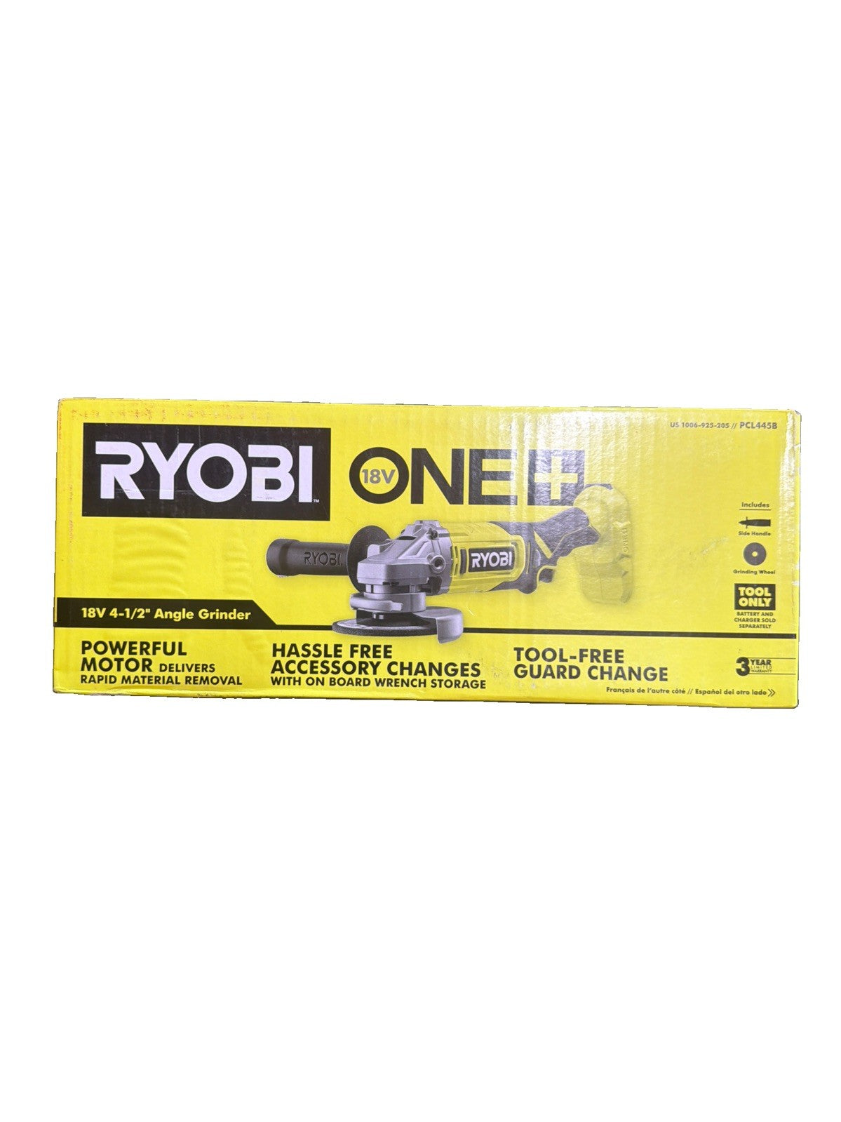Ryobi ONE PCL445B 18V Cordless 4-1/2 in. Angle Grinder - (Tool Only) SEALED