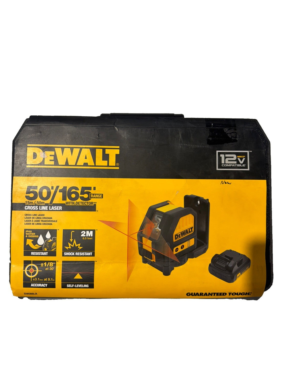 DeWalt DW088LR 12V MAX Lithium-Ion Self Leveling Cross Line Laser, Red Beam