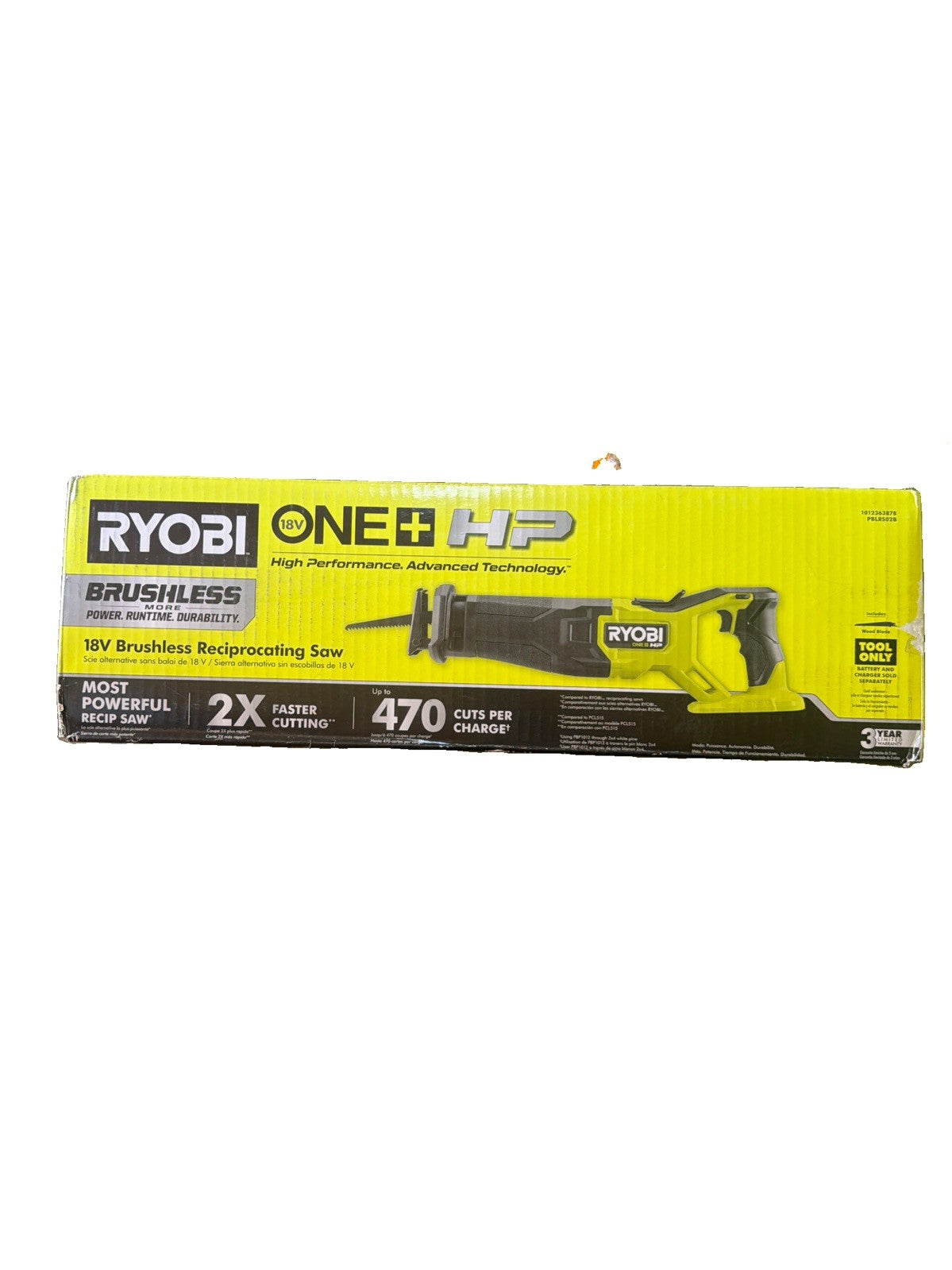 RYOBI PBLRS02B ONE+ HP  18V Brushless Cordless Reciprocating Saw (Tool Only)