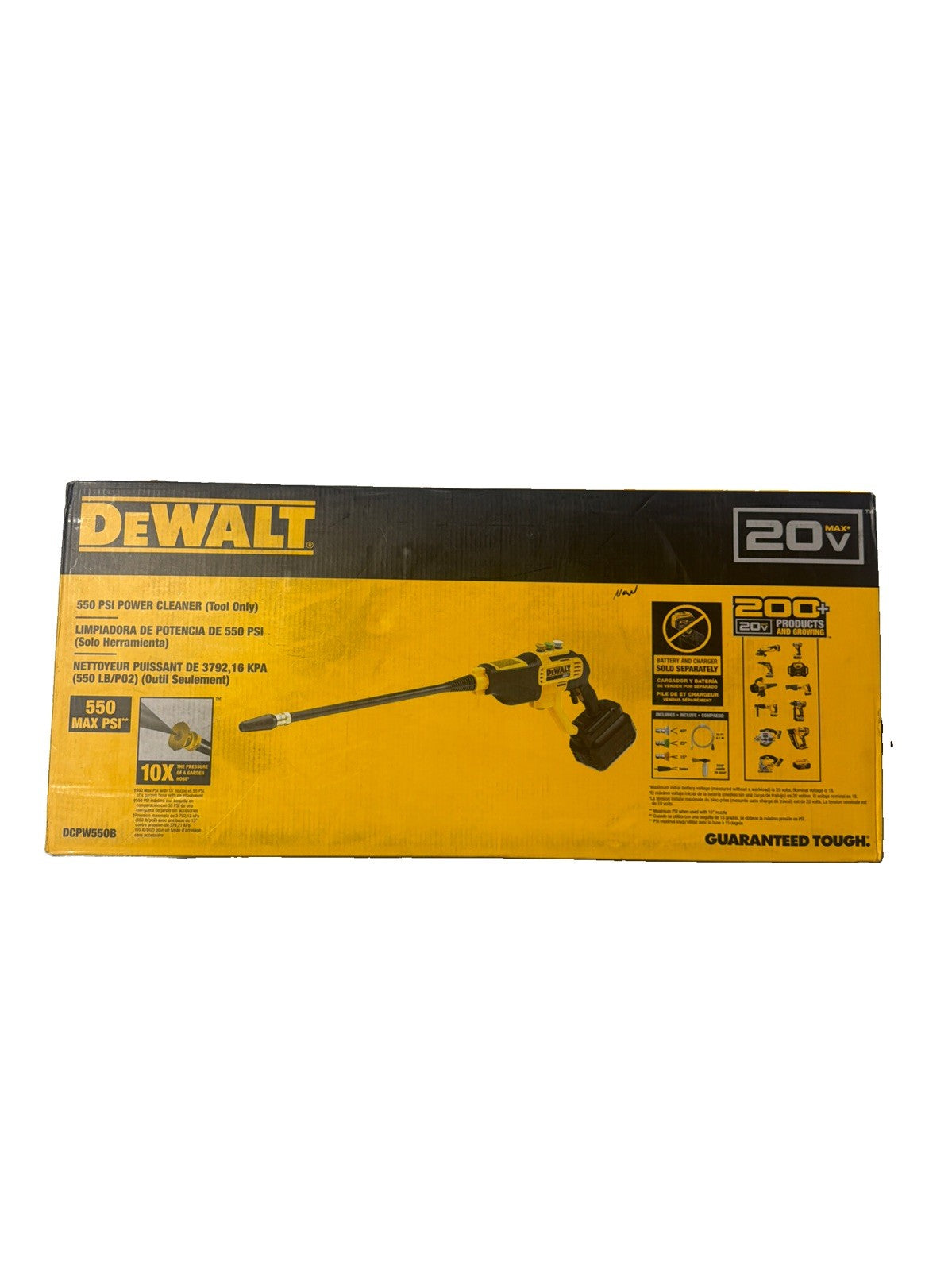 DEWALT DCPW550B 20V 550 PSI Power Cleaner  Pressure Washer