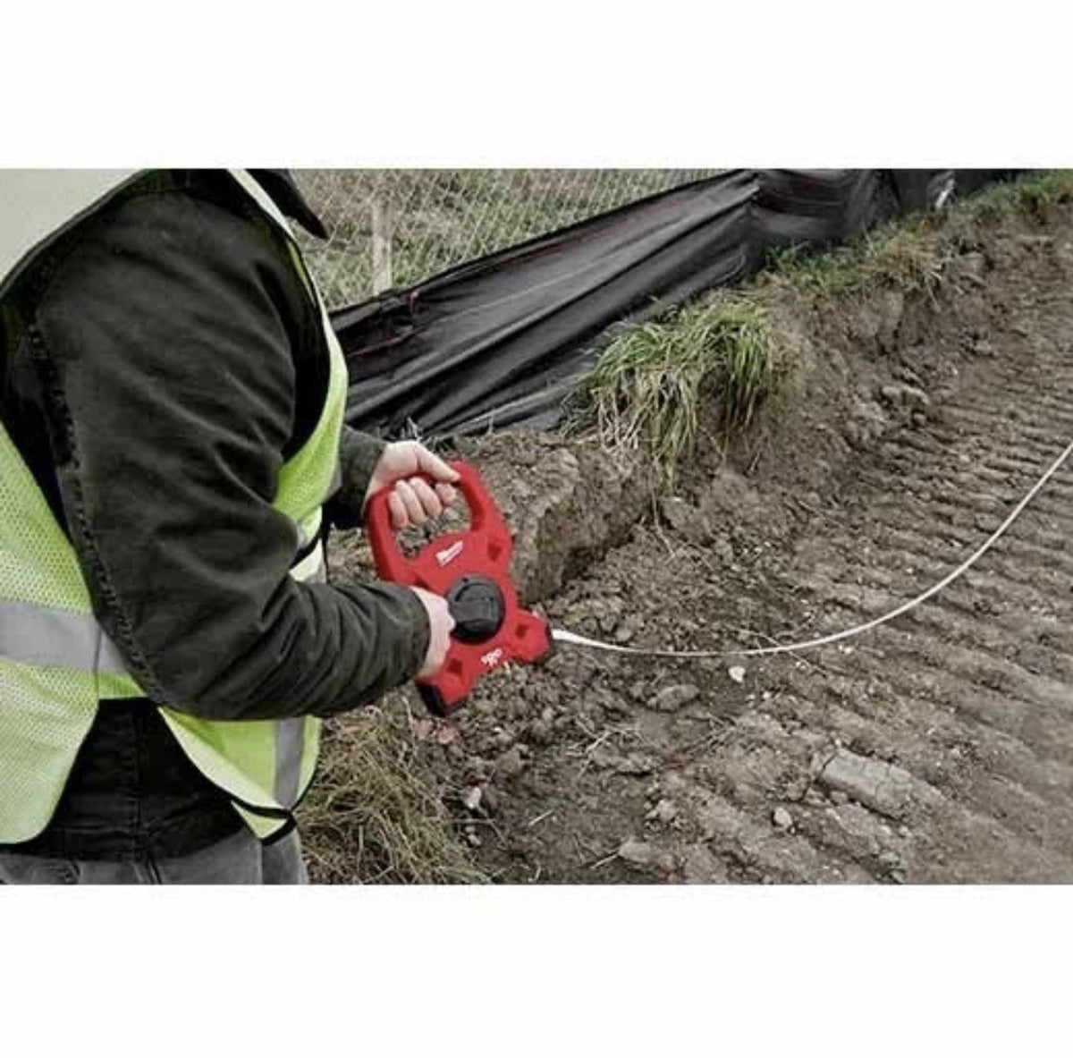 Milwaukee 48-22-5201 100 ft. Open Reel Long Tape Measure, 1/2" Nylon Steel Blade
