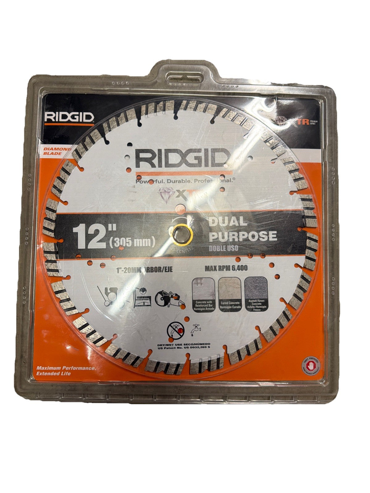 RIDGID 12 in. Masonry XTR Dual Purpose Cutting Segmented Rim Diamond Saw Blade