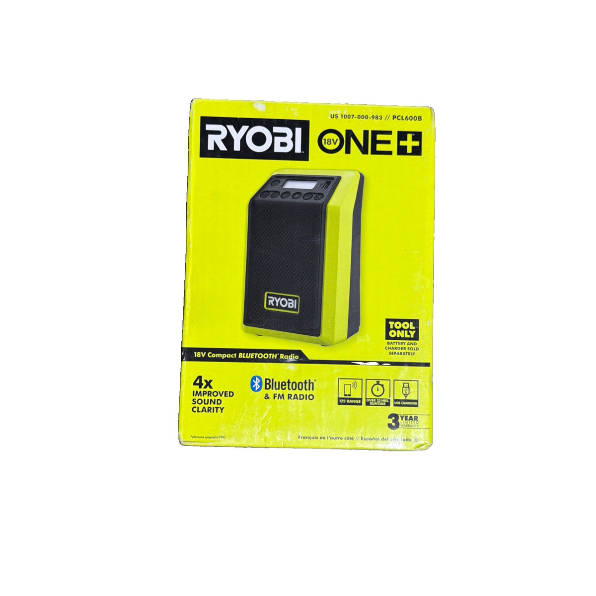 RYOBI 18V 18 Volt Cordless Compact Bluetooth Speaker & FM Radio PCL600B SEALED
