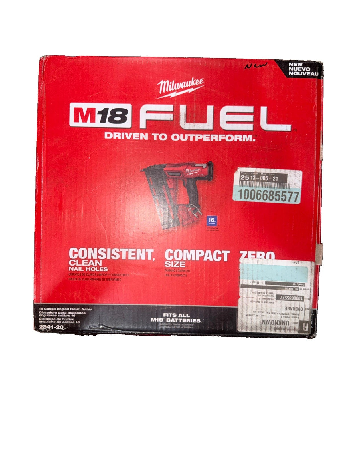 NEW! Milwaukee Tool 2841-20 M18 Fuel 16 Gauge Angled Finish Nailer (Tool Only)