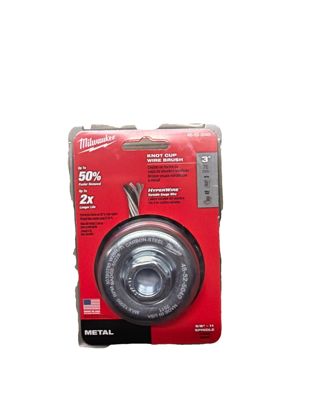 Milwaukee 48-52-5040  3 in. Knot Wire Cup Brush - Carbon Steel
