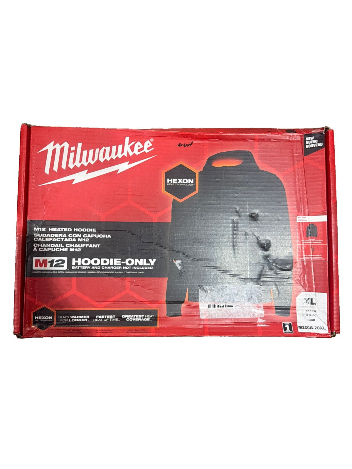 ⭐️NEW⭐️ Milwaukee M12 Black XL HEXON Heated Hoodie M200B-20XL