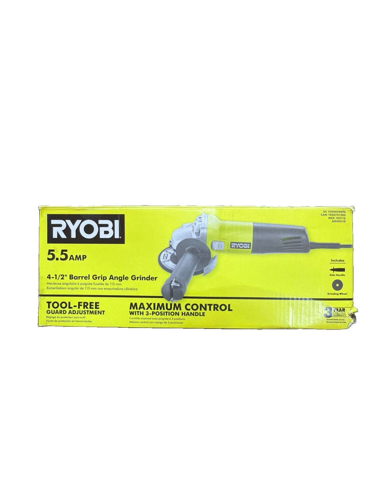 OPEN BOX, Ryobi (AG4031G) 5.5 Amp Corded 4-1/2 in. Angle Grinder