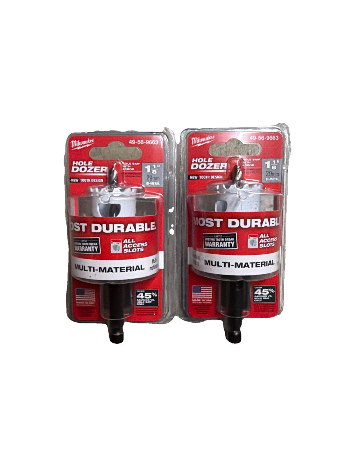 Milwaukee Tool 49-56-9663 1-1/8 In. Hole Dozer Bi-Metal Hole Saw Pack Of 2