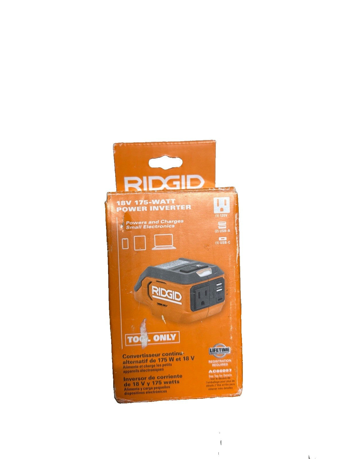 RIDGID 18V Cordless 175-Watt Power Inverter (Tool Only)