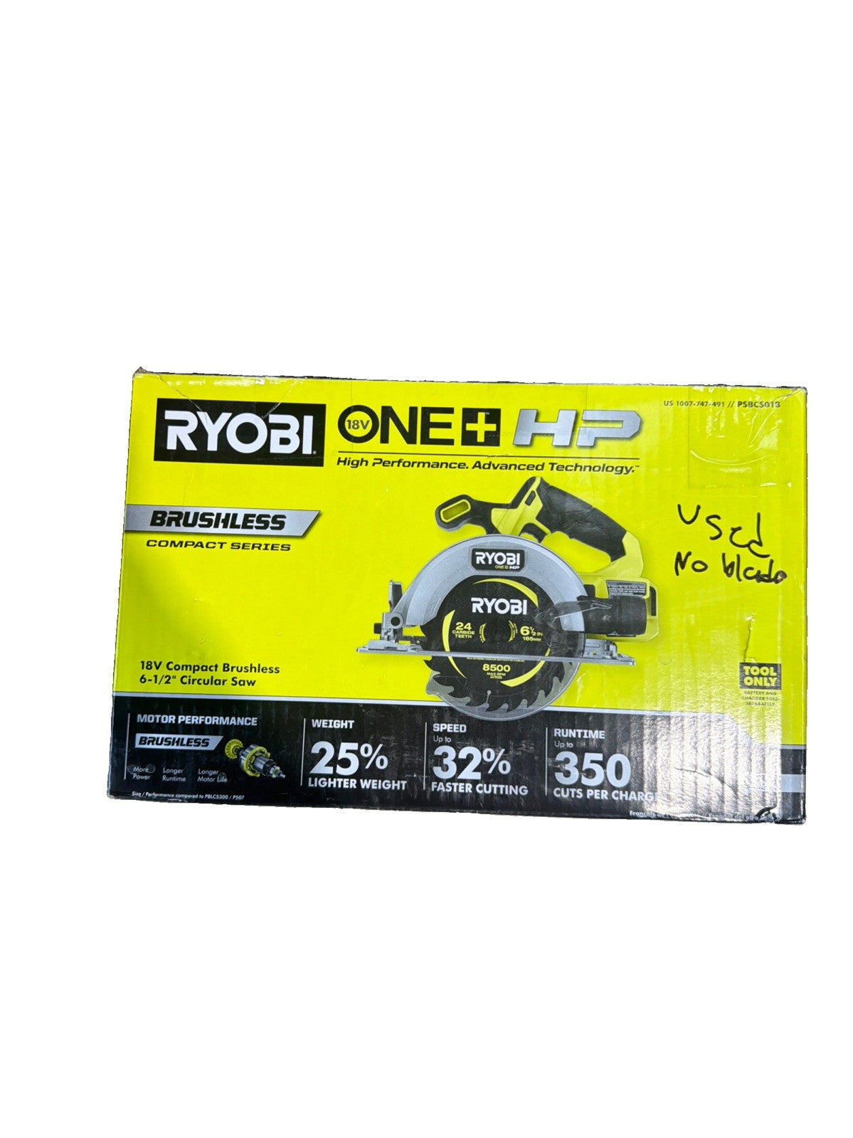 Ryobi ONE+ HP 18V Brushless Cordless Compact 6-1/2 in. Circular Saw (Tool Only)