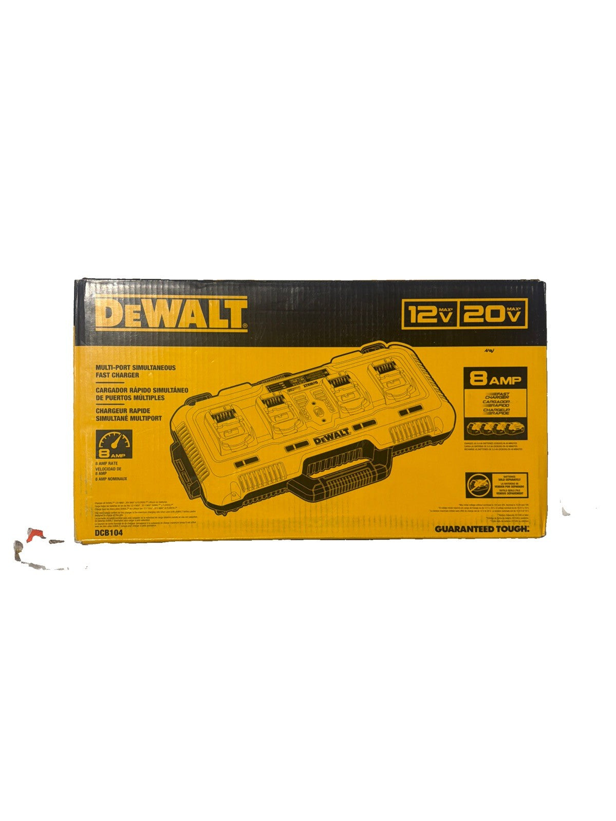 DEWALT DCB104 Multi-Port Fast Charger 12V/20V, Charges 4 Batteries BRAND NEW