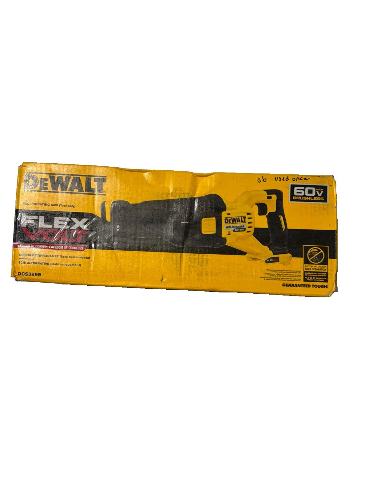 DEWALT FLEXVOLT DCS389B 60V MAX Cordless Brushless Reciprocating Saw (Tool Only)
