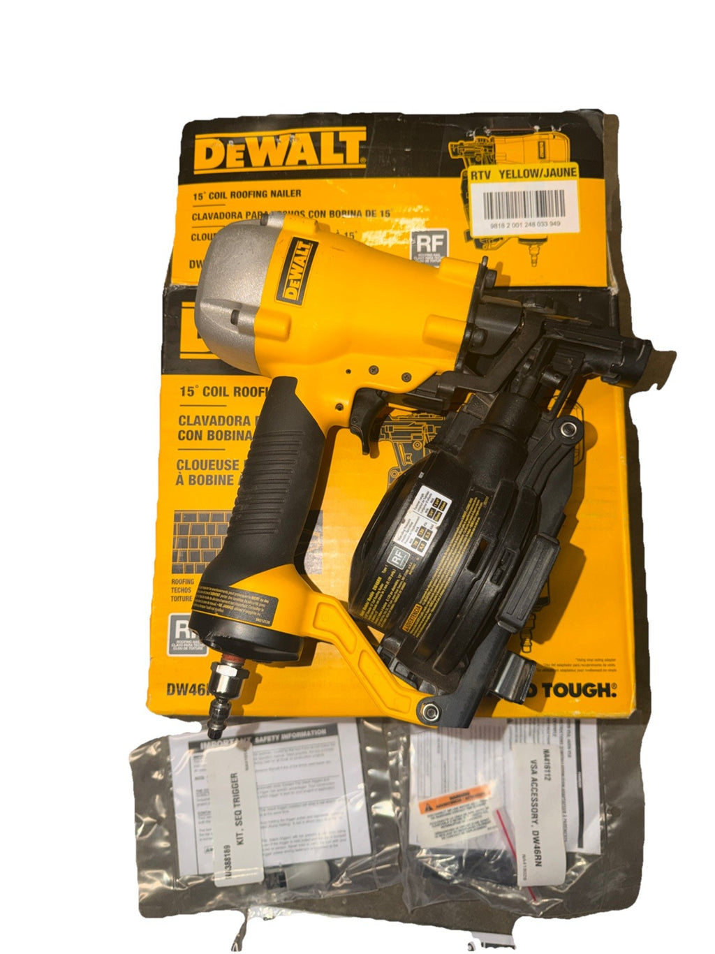 DEWALT 1-3/4 in. 15 Degree Pneumatic Coil Roofing Nailer