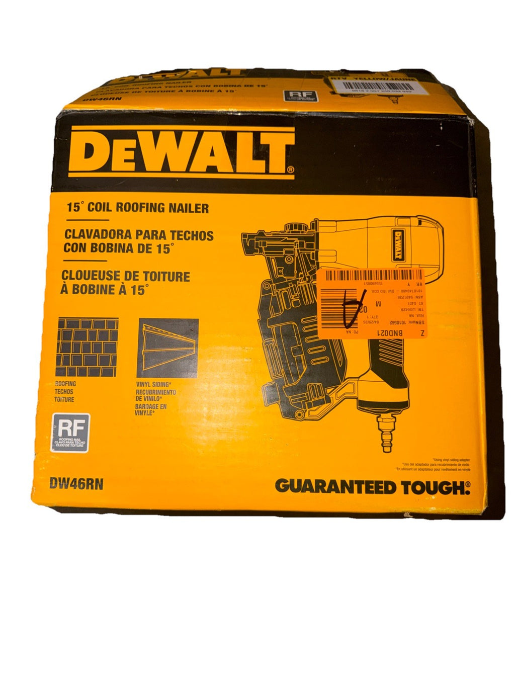 DEWALT 1-3/4 in. 15 Degree Pneumatic Coil Roofing Nailer