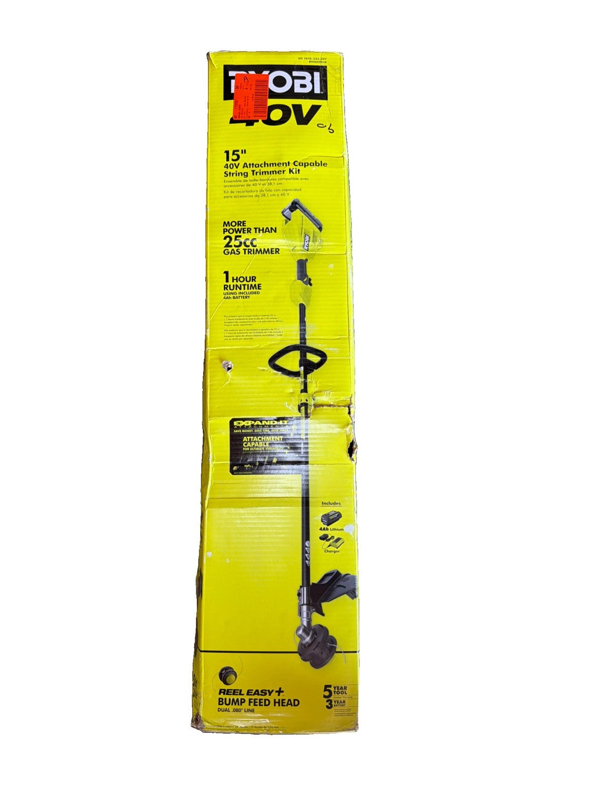Ryobi 40V 15 in. Expand-It Cordless String Trimmer Kit w/ 4.0Ah Battery OPEN BOX