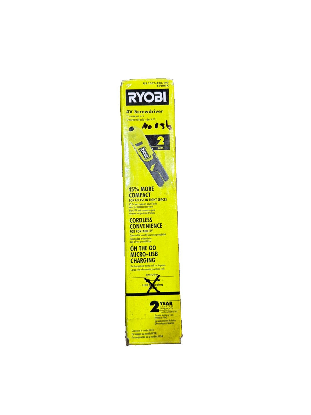 RYOBI 4V Cordless 1/4 in. Screwdriver No USB
