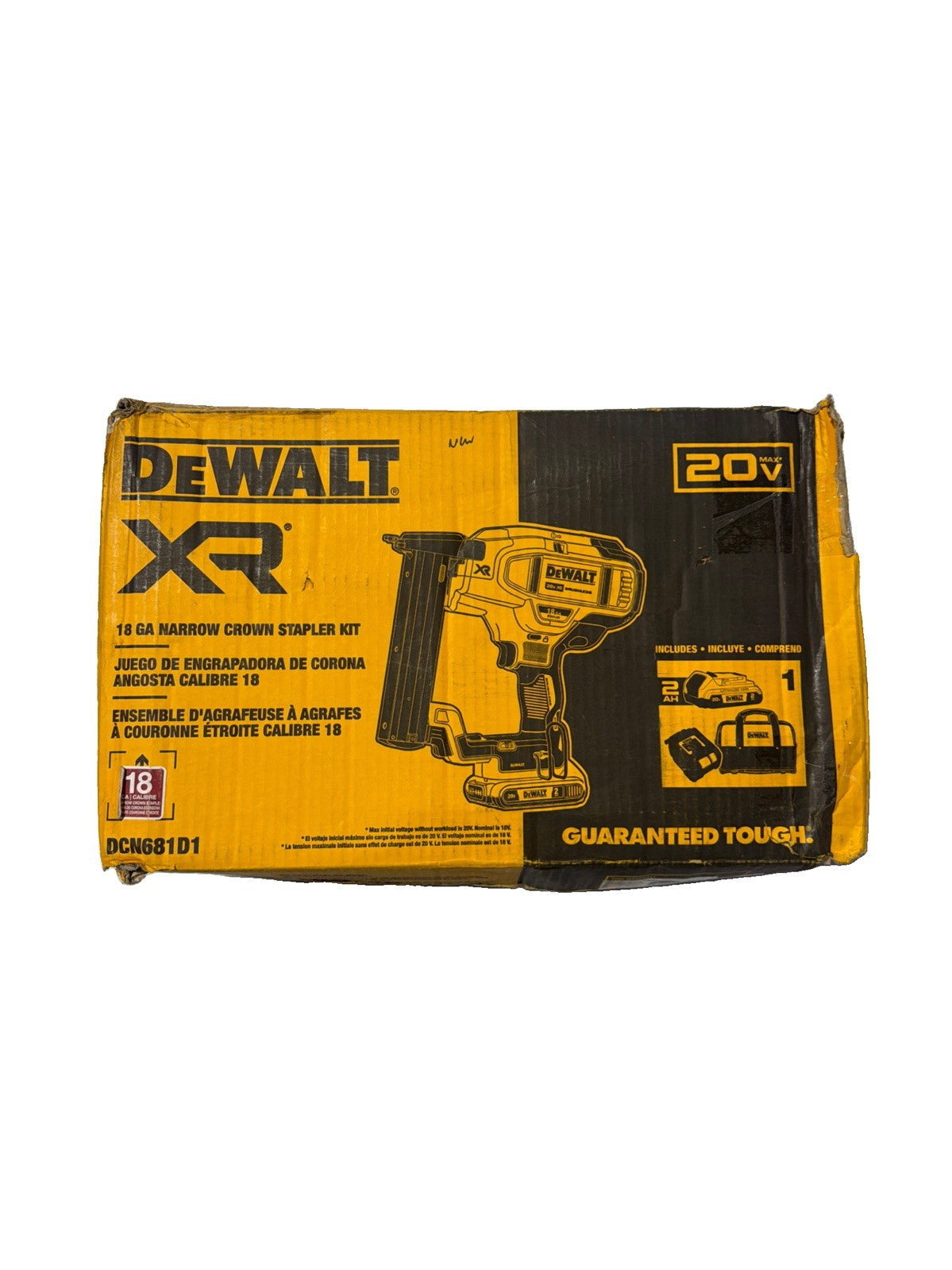 DEWALT Narrow Crown Stapler 18-Gauge 20V XR DCN681D1 2ah battery NEW