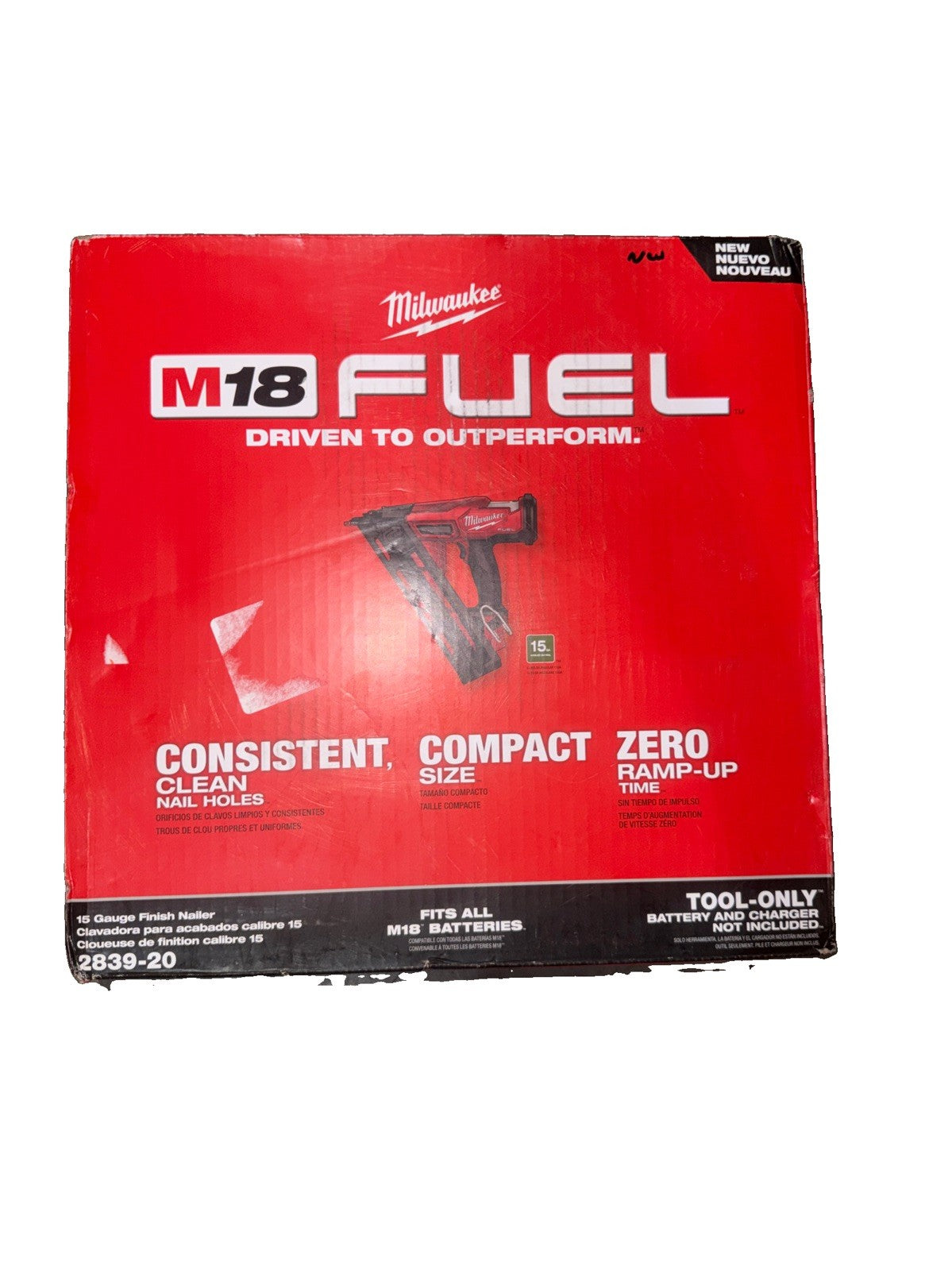 Milwaukee 2839-20 M18 FUEL 15 Gauge Finish Nailer