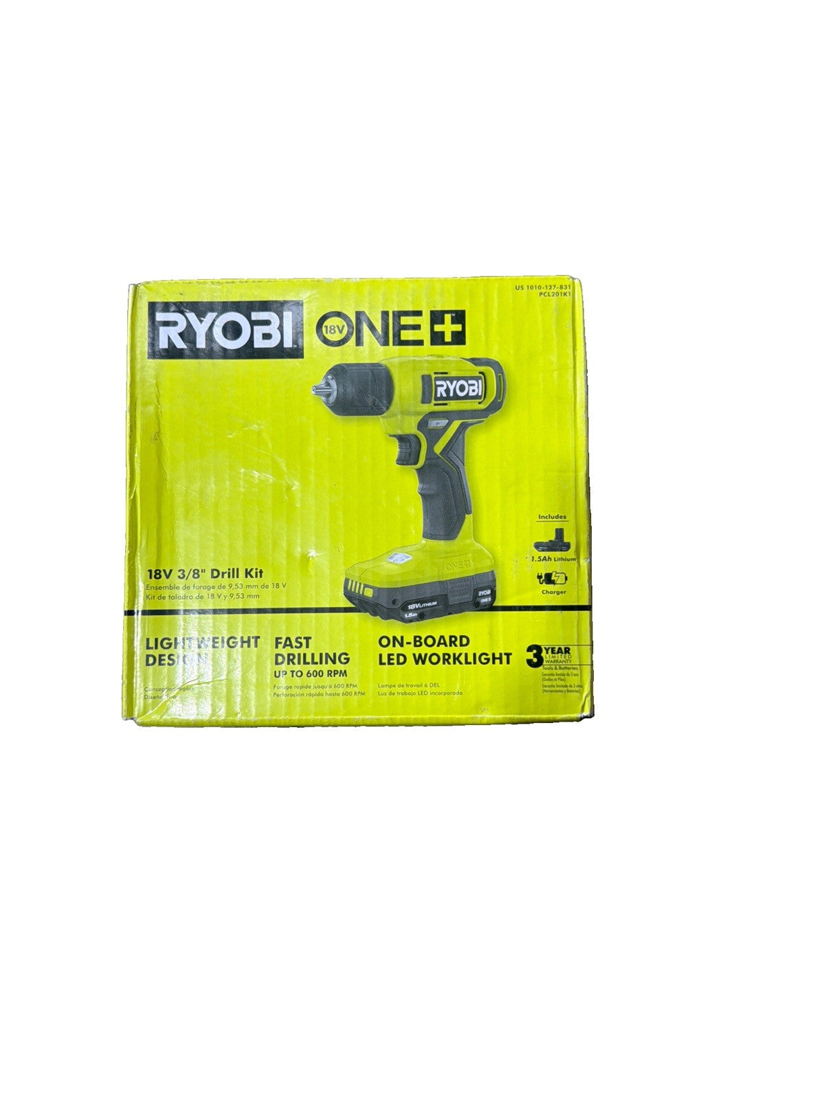 RYOBI ONE+ 18V Cordless 3/8 in. Drill/Driver Kit with 1.5 Ah Battery and Charger
