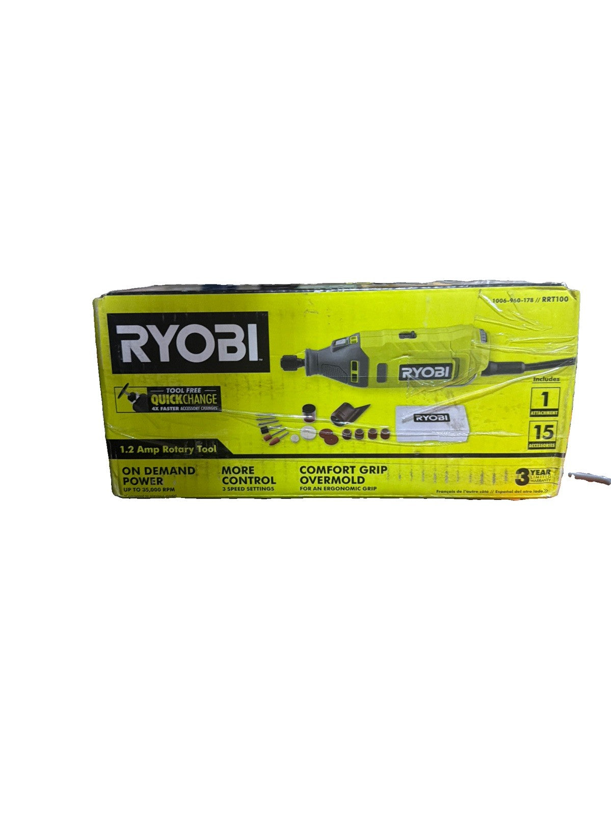 RYOBI RRT100 1.2Amp Corded Rotary Tool Kit Quick Change