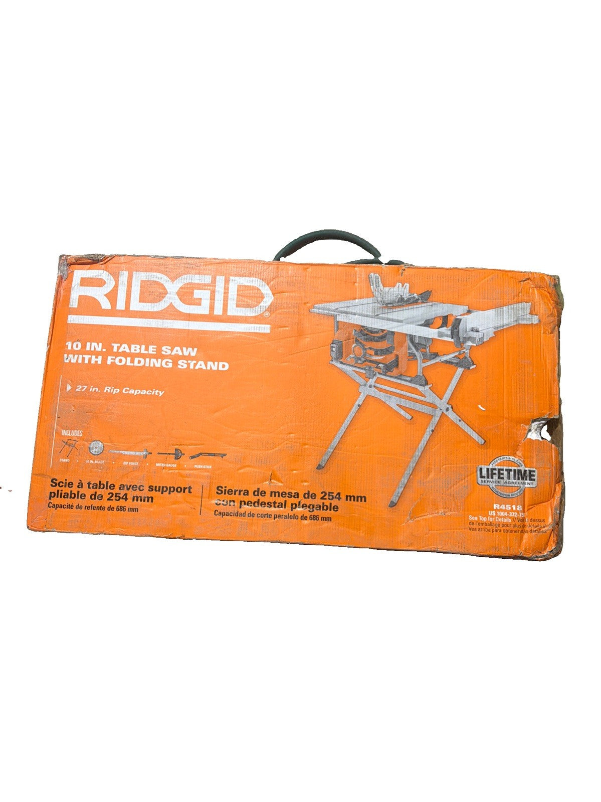 RIDGID R4518 15 Amp 10 in. Table Saw with Folding Stand New Open Box