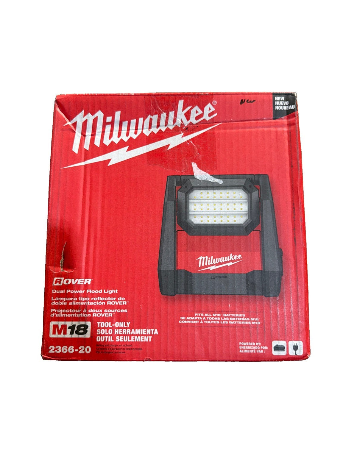 New Milwaukee 2366-20 Dual Power Rover LED Light Corded & Cordless 4,000 Lumens