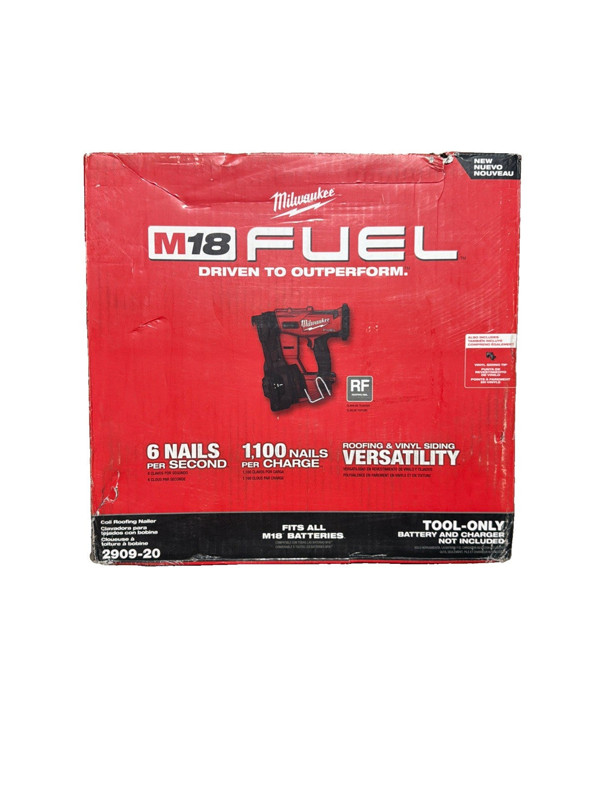 Milwaukee 2909-20 M18 FUEL 18V Cordless  Coil Roofing Nailer (Tool Only) SEALED