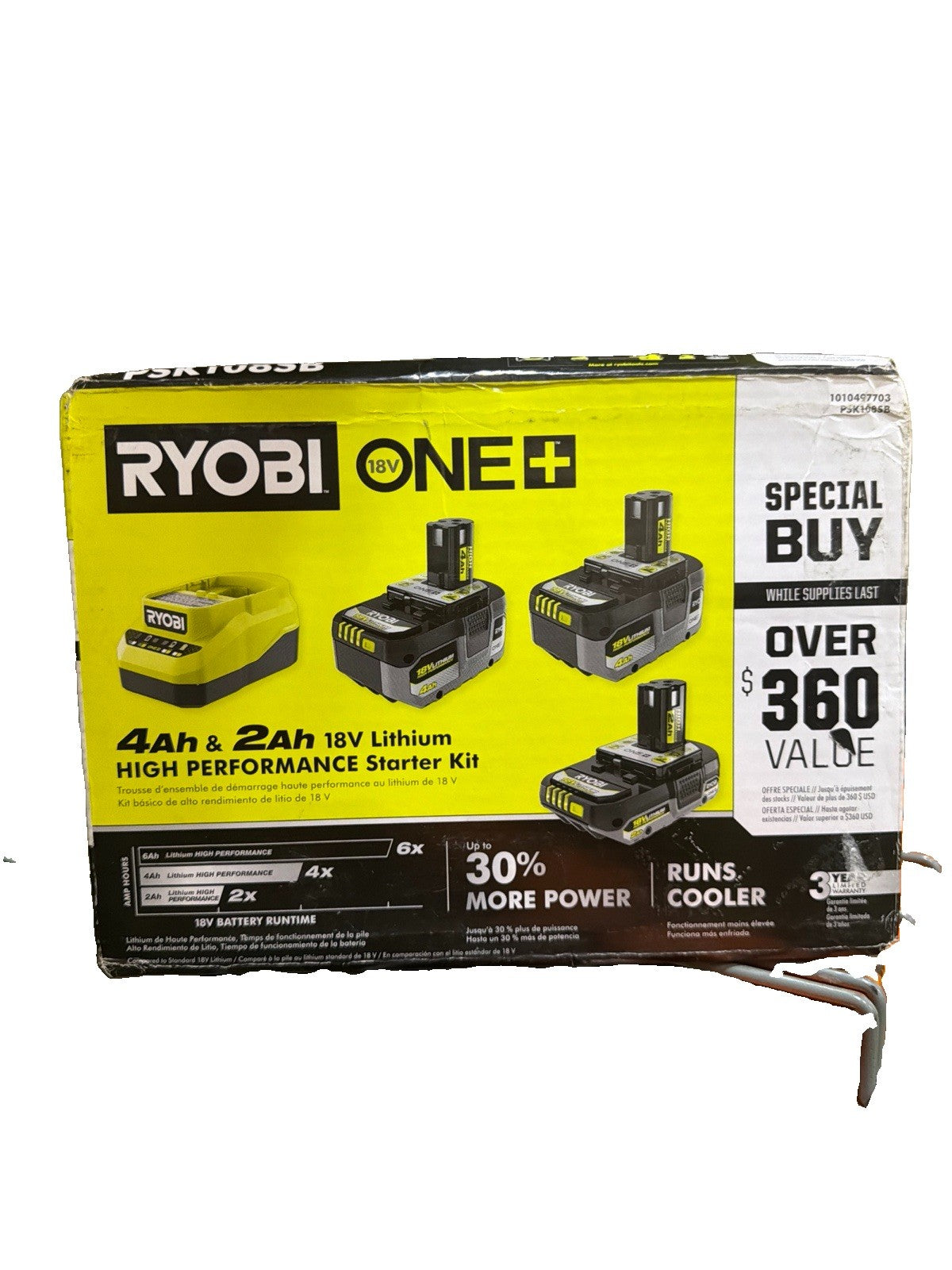 RYOBI ONE+ 18V Lithium High Performance Starter Kit Batteries PSK108SB SEALED