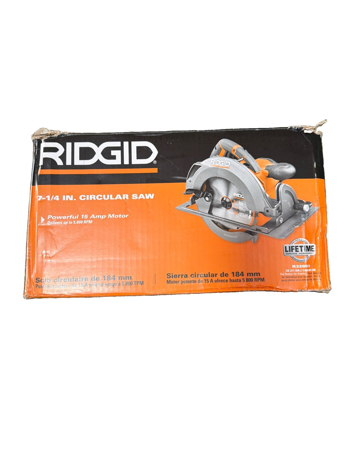 RIDGID 15 AMP 7-1/4 in. Circular Saw R32051 OB NO BLADE OR ALLEN KEY