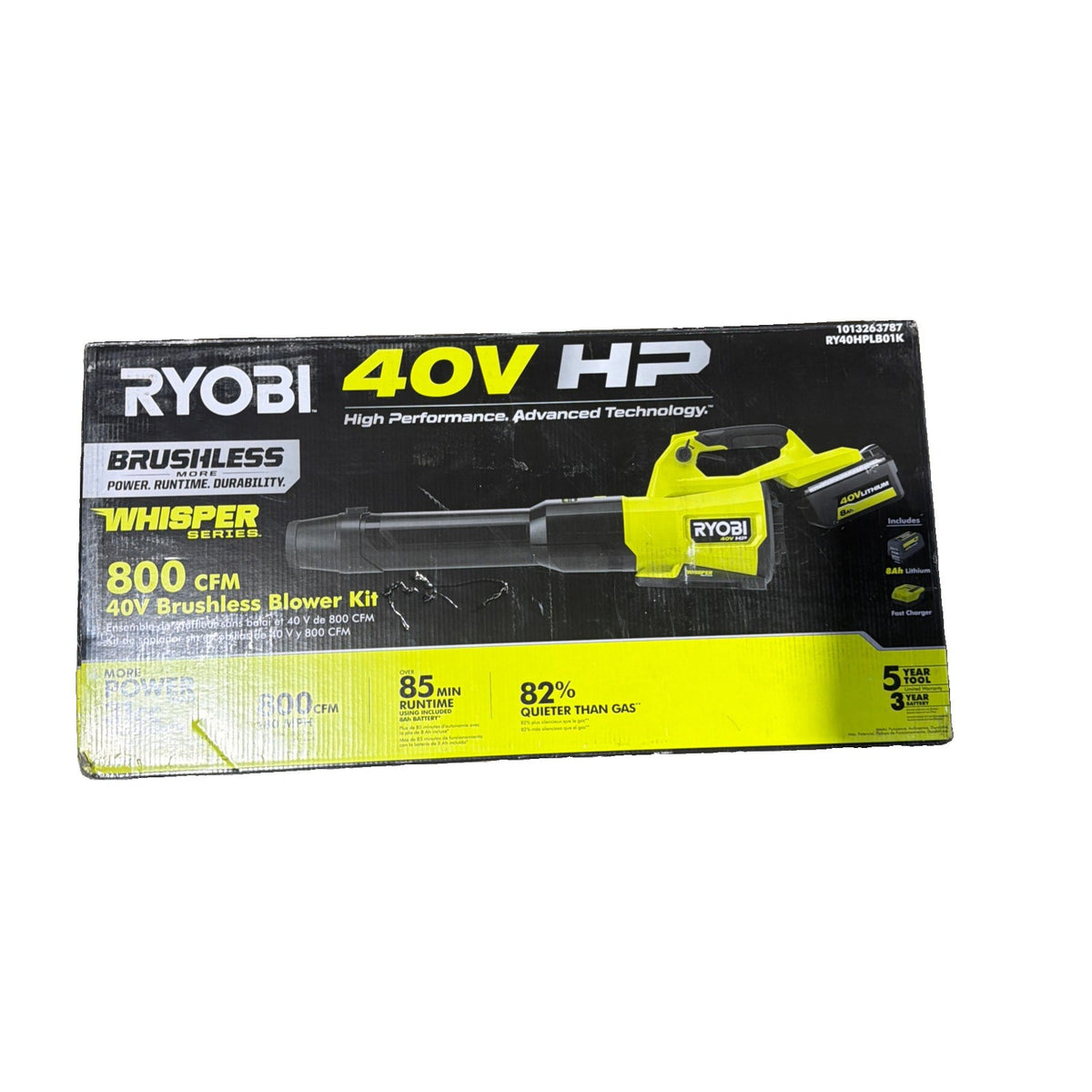 RYOBI 40V HP Whisper 180MPH 800CFM Leaf Blower w/8.0Ah Battery (BRAND NEW) =KIT=