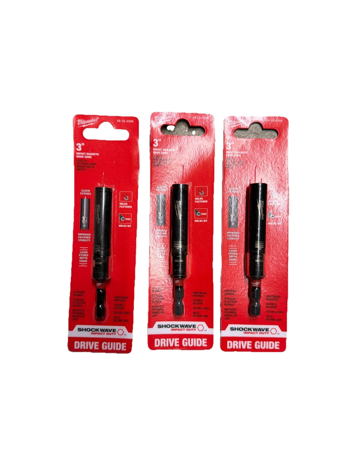 Milwaukee Shockwave Impact Duty Magnetic Drive Guide, 3in 48-32-4508 PACK OF 3