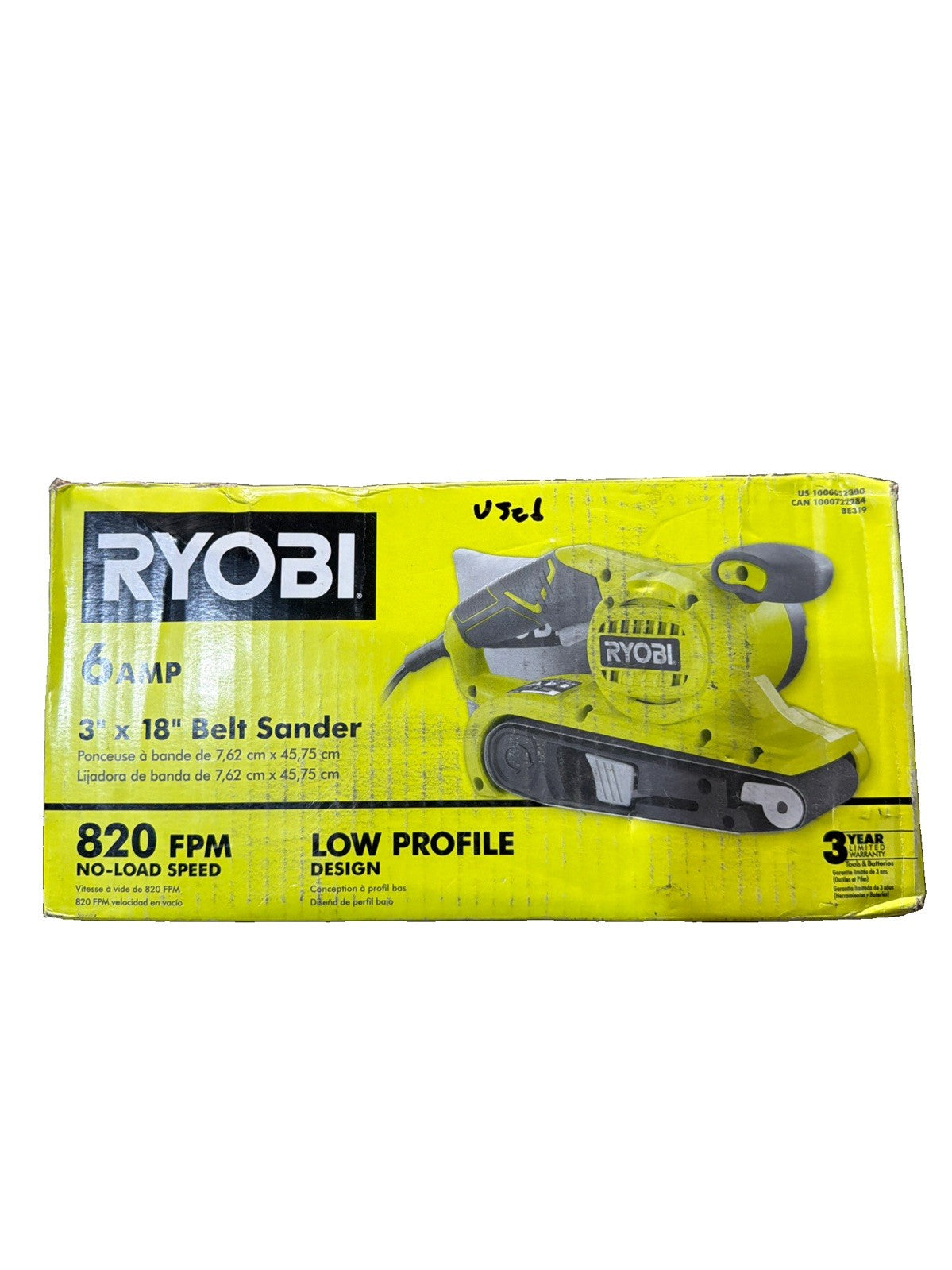 Ryobi 6 Amp 3 in. x 18 in. Portable Belt Sander BE319 - Corded - Tested Working