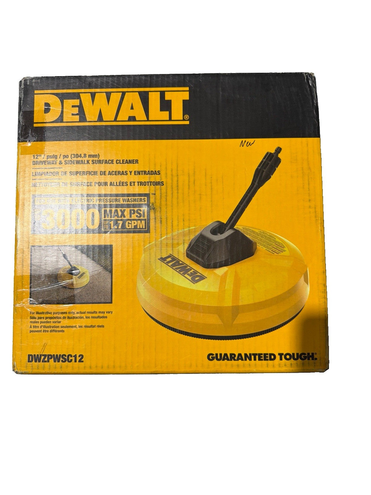 DeWalt DWZPWSC12 12 in Rotating Driveway And Sidewalk Surface Cleaner USED