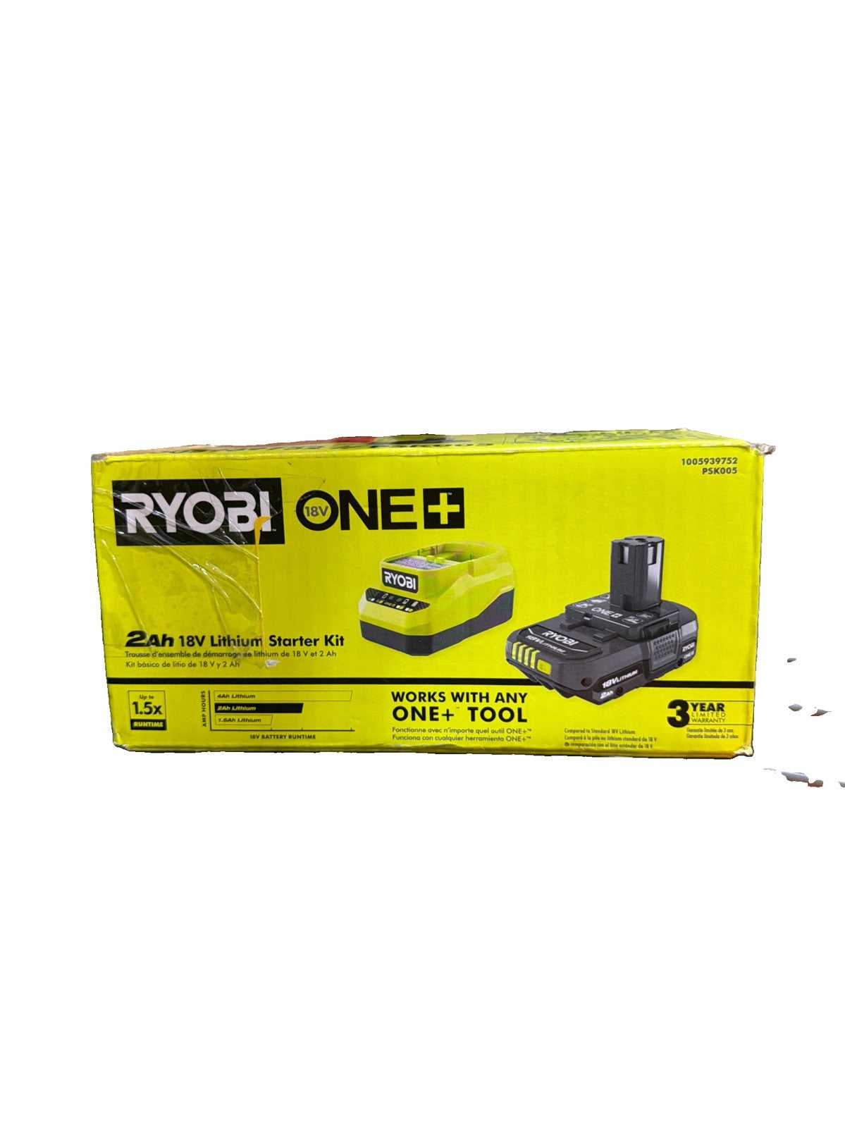 Ryobi ONE+ 18V 2Ah Li-Ion Starter Kit Battery & Charger PSK005