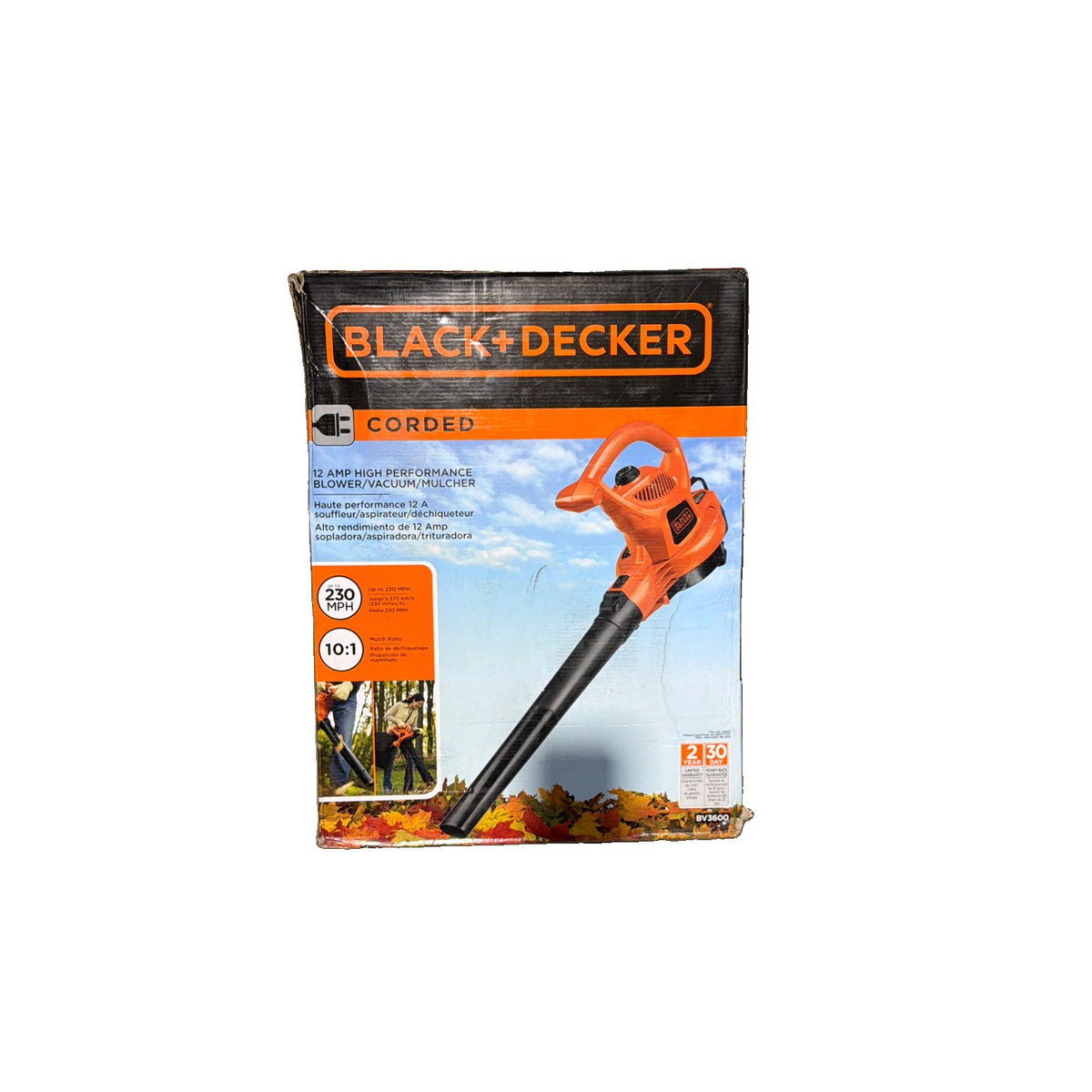 BLACK+DECKER 12 Amp Blower/Vacuum/Mulcher - BV3600