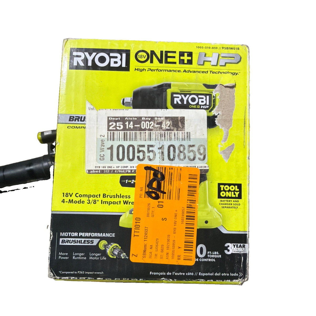 Ryobi PSBIW01B 18V 3/8 inch Impact Wrench