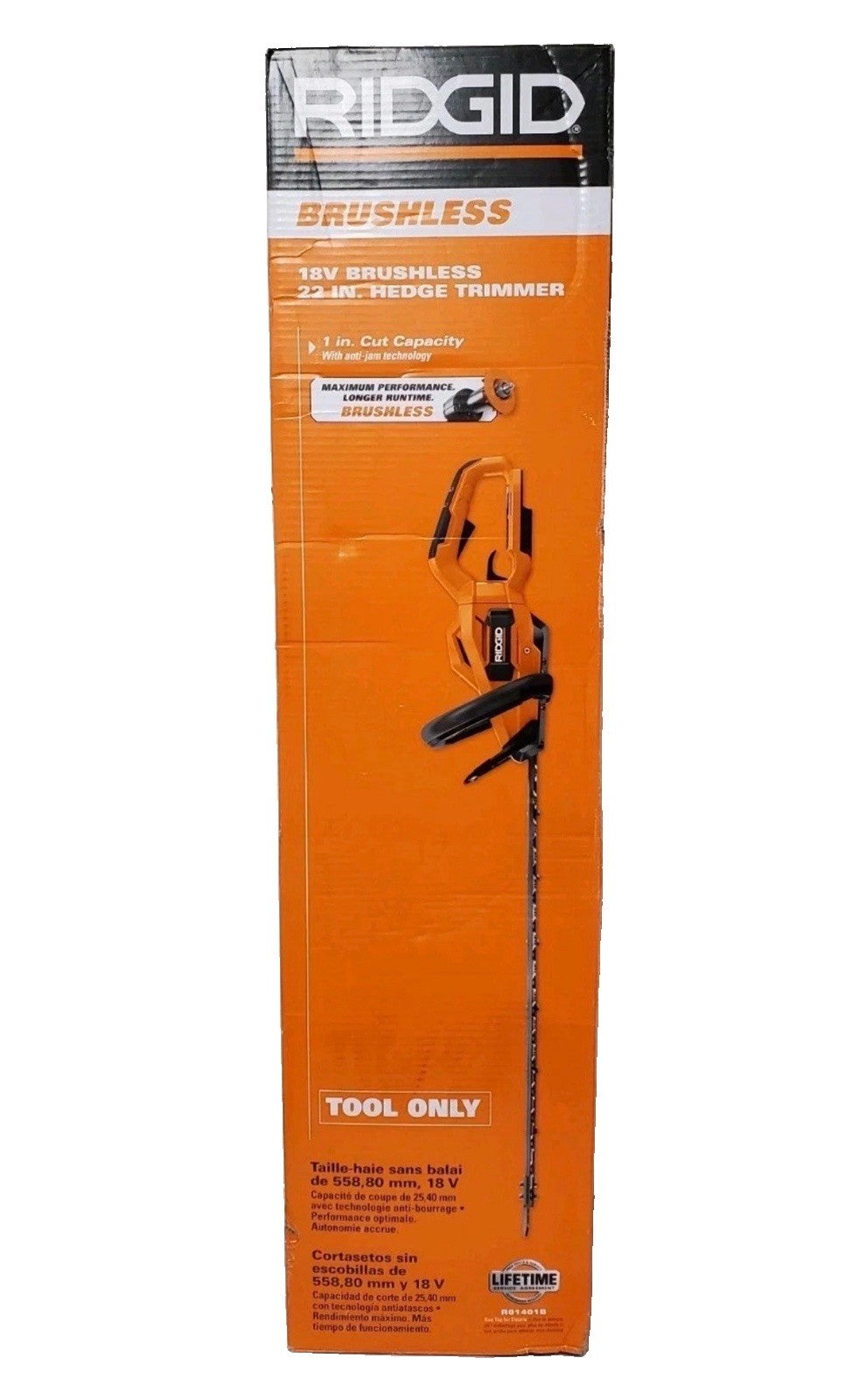 RIDGID 18V Brushless Cordless Battery 22 in. Hedge Trimmer (Tool Only) (R01401B)