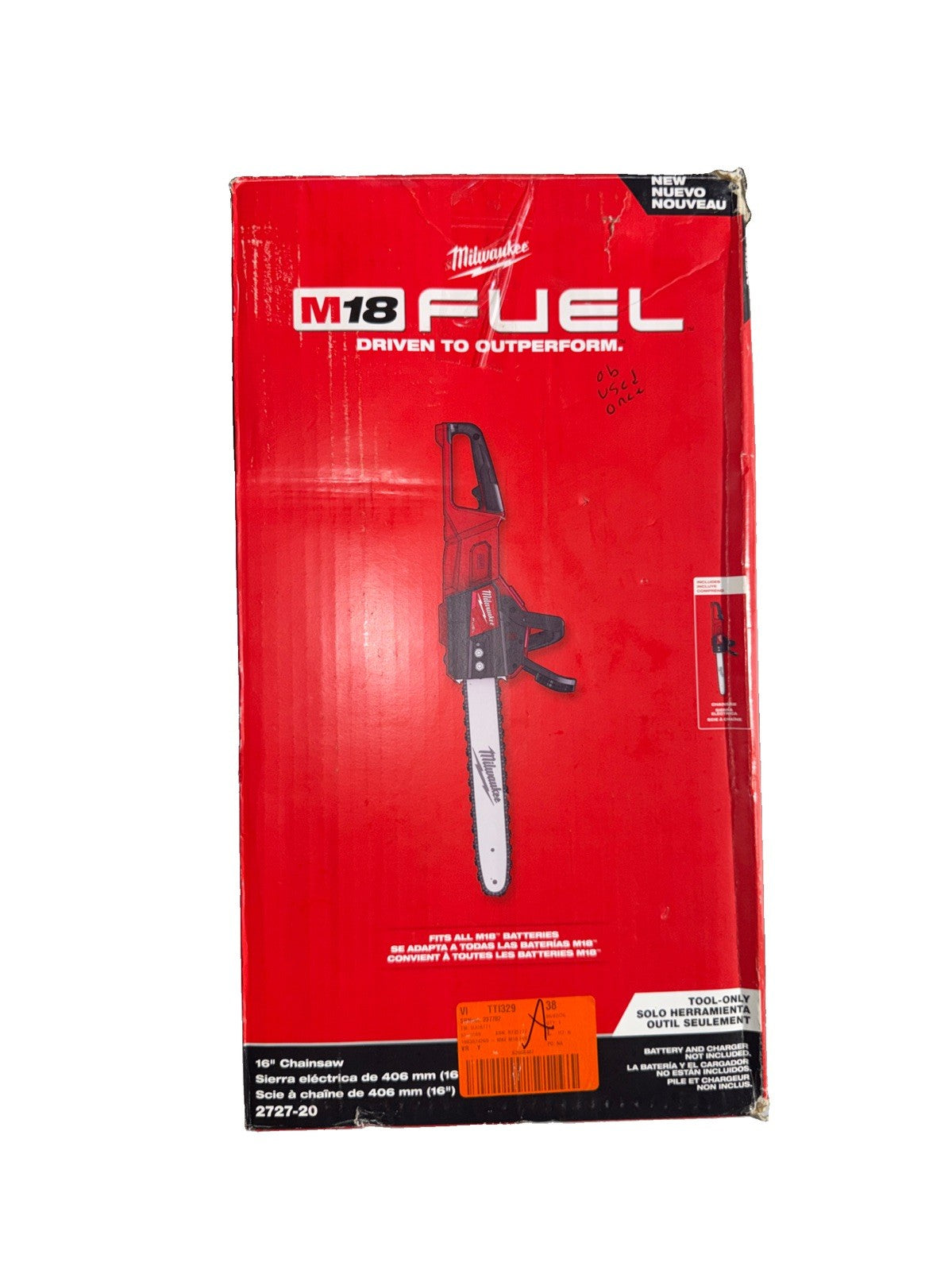 Milwaukee 2727-20 M18 FUEL 16 in. Chainsaw - Tool Only USED ONCE