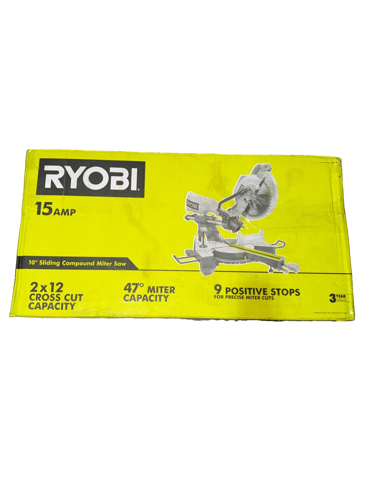 RYOBI 15 Amp 10 in. Corded Sliding Compound Miter Saw with LED Cutline Indicator
