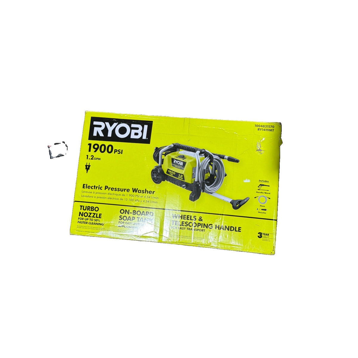 Ryobi RY1419MT 1900 PSI 1.2 GPM Electric Pressure Washer New All Included